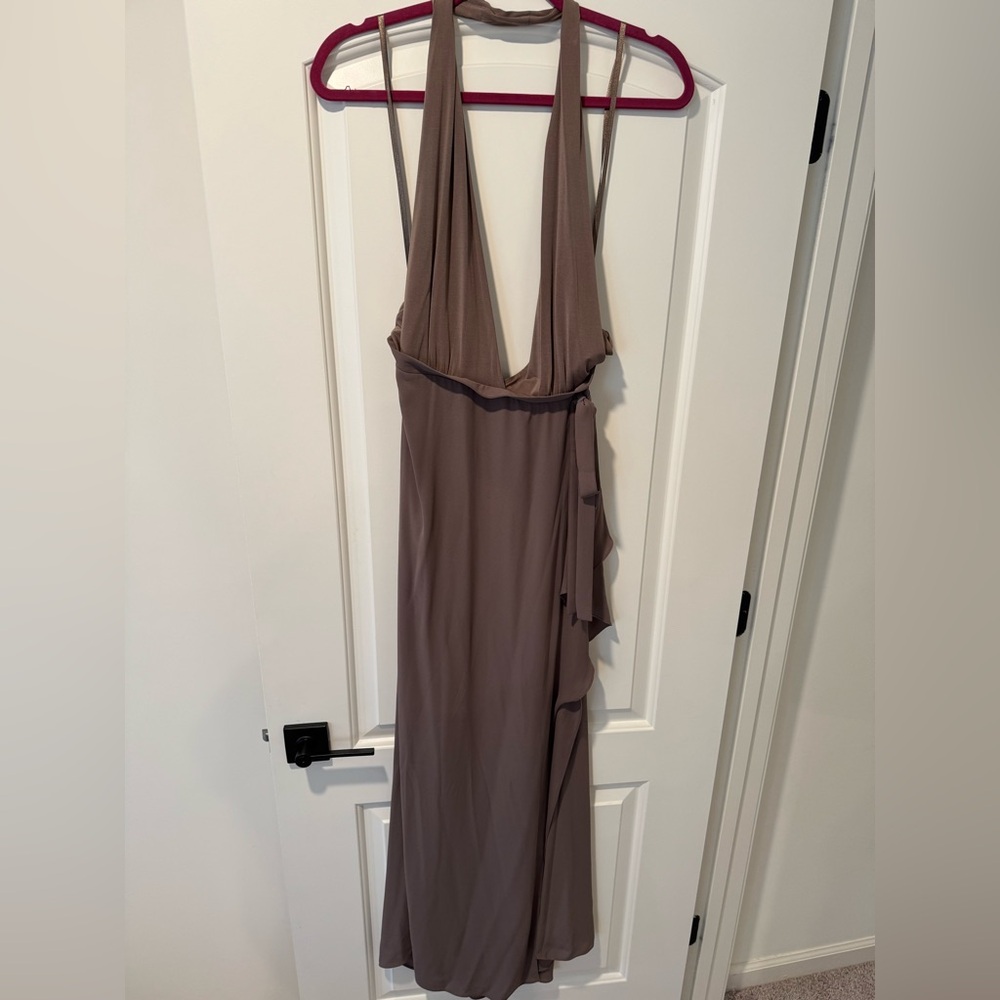BCBGMaxAzria Taupe Backless Dress